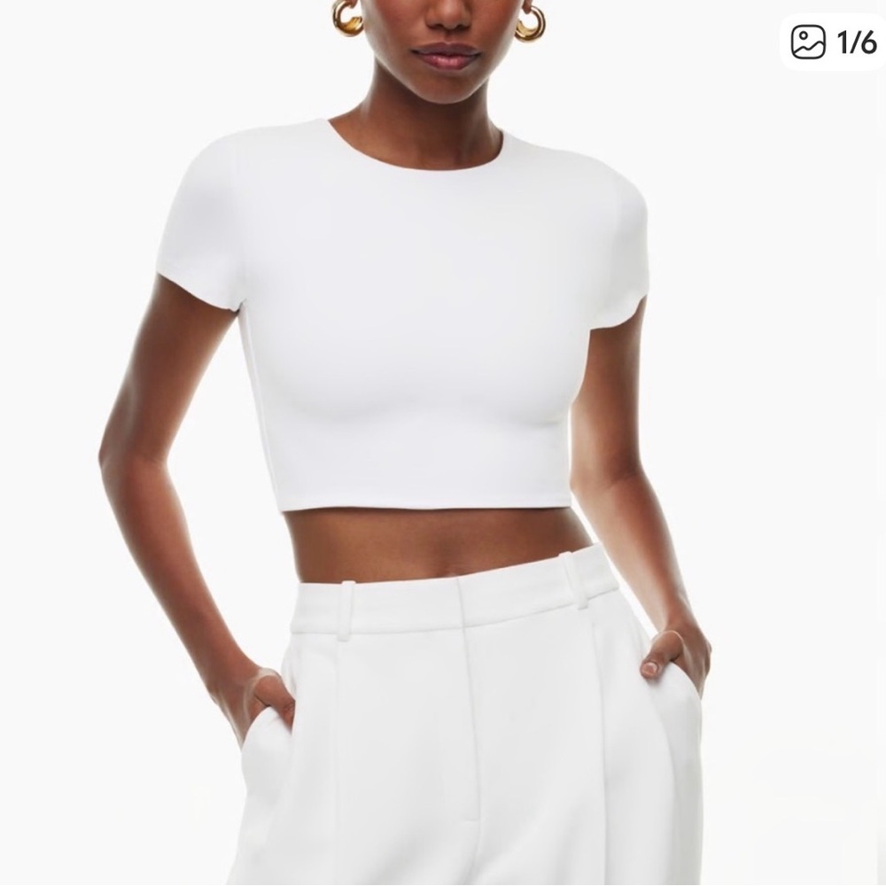 Aritzia Babaton Classic White Crop Top